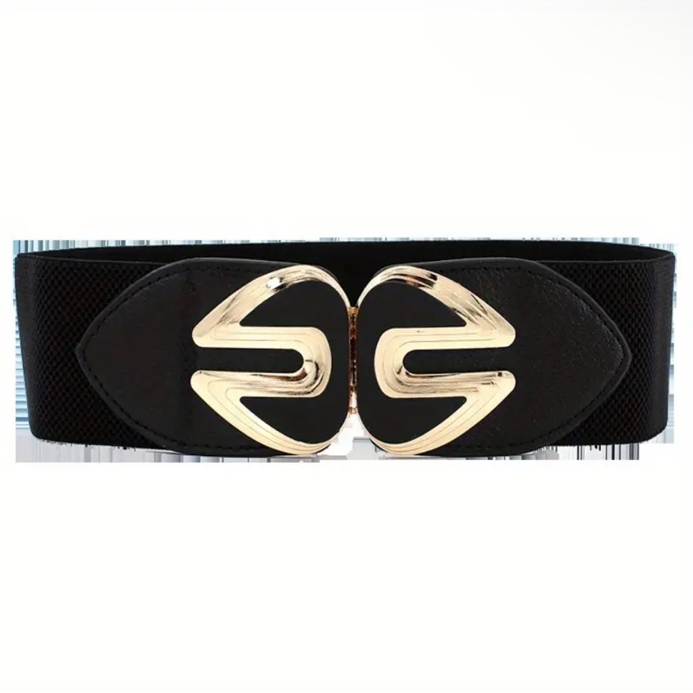 Elegant Black Belt with Gold Buckle